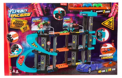 Toi-Toys Parkhaus Spielzeug mit Aufzug und Autos - Turbo Racers