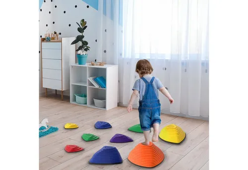AIYAPLAY Balanciersteine 9 Stück - Balance Boards für Kinder 3-8 Jahre, rutschfest und sicher, fördern Balance und Koordination, ideal für drinnen und draußen.