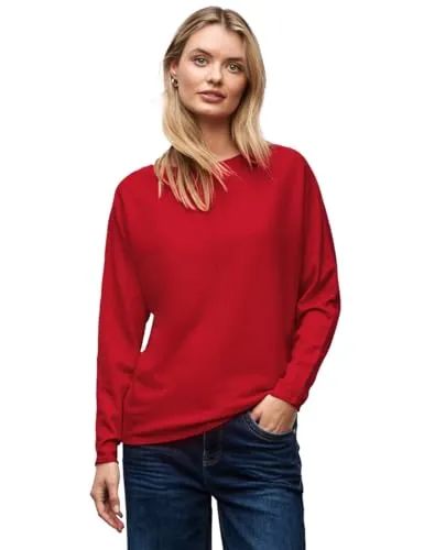 Street One Pullover in Rot - U-Boot Ausschnitt, Größe 34 - Gerader Schnitt und einfarbiges Design machen diesen Pullover zum vielseitigen Begleiter. Ideal für jede Gelegenheit und bequem zu tragen.