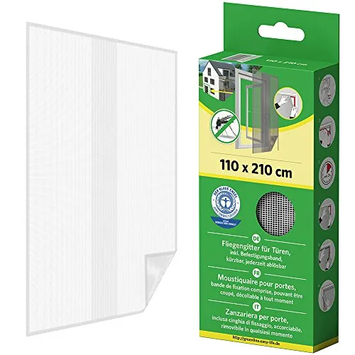 Fliegengitter für Türen mit Klettband 110 x 210 cm Weiss