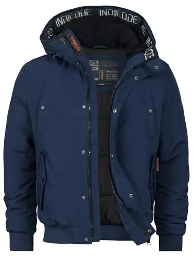 Indicode Herren INAlbanos Winterjacke mit Kapuze - Navy, XL - Modische Herrenjacke für kühle Tage: Mit elastischen Rippbündchen und mehreren praktischen Taschen bietet sie Komfort und Funktionalität. Ideal für den täglichen Einsatz und stylisch in jedem Outfit.