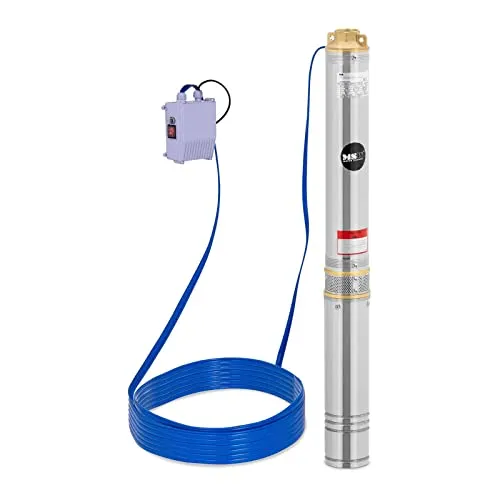 MSW MSW-SPP43-075-50 Brunnenpumpe - Wasserpumpen, leistungsstarke 750-W-Motor für schnelles Pumpen mit 5400 l/h und maximale Fördertiefe von 91 m, ideal für bewässerungsintensive Anwendungen.