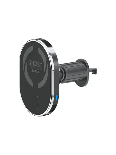 CELLY Ghost Super - Magnetische Autohalterung mit kabelloser Ladefunktion - Handy-Zubehör mit MagSafe, ideal für sicheres Fahren und schnelles Laden unterwegs, Farbe: Schwarz