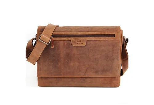 ALMADIH Umhängetasche MIO Ledertasche mit gepolstertem Laptop Fach.