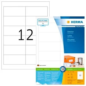 Herma Premium 4623 Etiketten weiß 97 x 42.3mm - Vielzweck-Etiketten, selbstklebend und bedruckbar, ideal für Kopierer und Drucker, 100% recyclingfähig und Made in Germany, 2400 Stück auf A4 Bögen für vielseitige Anwendung.