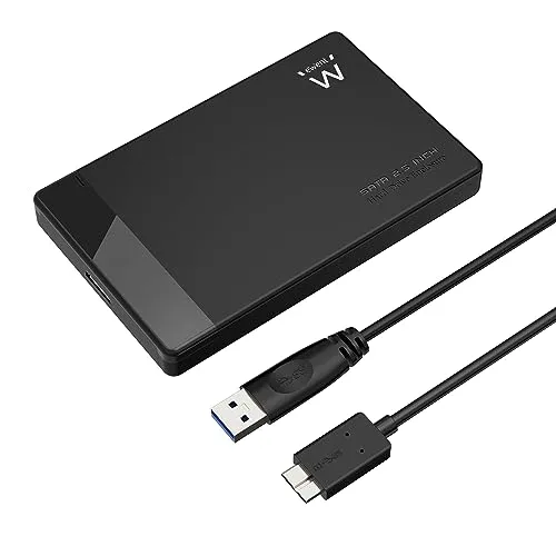 Ewent Festplattengehäuse 2,5 Zoll,USB Typ A und Typ B 3.2(Gen1) bis zu 5Gbit/s,Externes Festplattengehäuse,SATA III/UASP-Gehäuse,9,5mm und 7mm ABS SSD HDD Gehäuse,Werkzeugfrei/ohne Schrauben,Schwarz