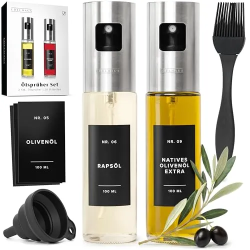 EDELHAUS Ölsprüher 2er Set – Hochwertige Sprühflasche für präzises Kochen