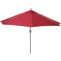 MCW Sonnenschirm Lorca Halbrund 3m UV 50+ Bordeaux - Sonnenschirm für Balkone und Terrassen, UV-Schutzfaktor 50+, robustes Gestell aus rostfreiem Aluminium, platzsparend und windstabil mit leichtem Kurbelmechanismus.