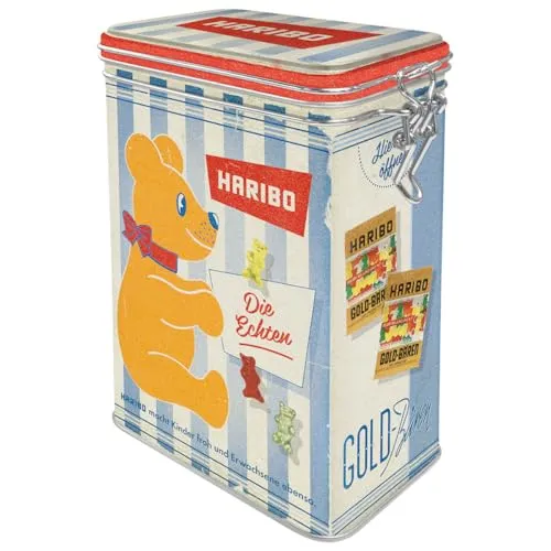 Nostalgic-Art Retro Aromadose, 1,3 l, HARIBO – Die Echten – Geschenk-Idee für Naschkatzen, Original Lizenzprodukt (OLP), Blech-Dose mit Aromadeckel, Vintage Design