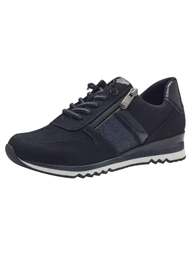 MARCO TOZZI Damen Schnürschuh Reißverschluss Sneaker 2-23707-41, Blau - Sneaker für Damen mit schimmernden Details und herausnehmbarer Einlegesohle für maximalen Komfort. Ideal für den Alltag und sportliche Aktivitäten.