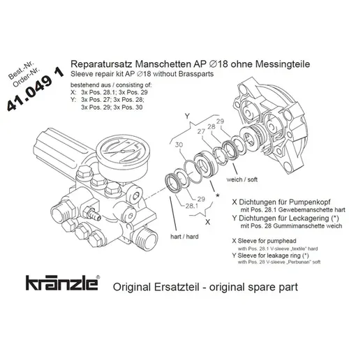 Produktbild Kränzle 410491 Reparatursatz für Hochdruckreiniger