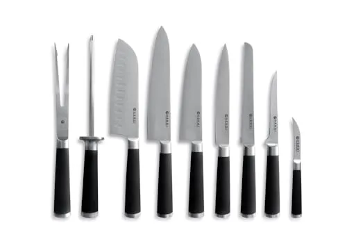 Hendi Messerset 975770, 9-teilig - 9-teiliges Kochmesser-Set mit hochwertigen Edelstahlklingen und ergonomischem, rutschfestem Griff für optimale Handhabung. Ideal für professionelle und Hobbyköche in der Gastronomie.
