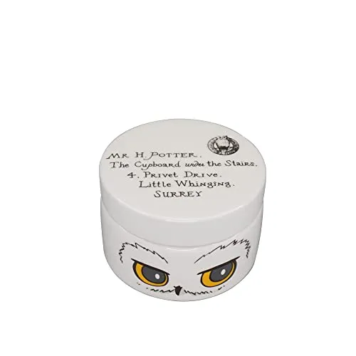 Half Moon Bay - Harry Potter Keramik-Schmuckkästchen rund – Hedwig – Schmuckkästchen mit Deckel – 6 cm Dekor – Hedwig Eule