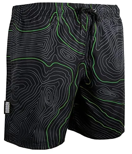 GUGGEN Mountain Badehose für Herren Schnelltrocknende Badeshorts Beachshorts Boardshorts Schwimmhose Männer Farbe Gruen L