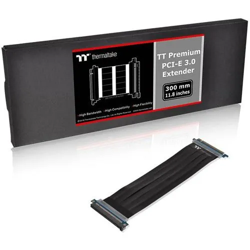 Thermaltake AC-045-CN1OTN-C1 PCI Express Extender 300mm - Netzkabel mit 300mm Länge für einfache Installation, unterstützt AMD- und Intel Mainboards, bietet elektromagnetische Abschirmung für optimale Leistung und Zuverlässigkeit.