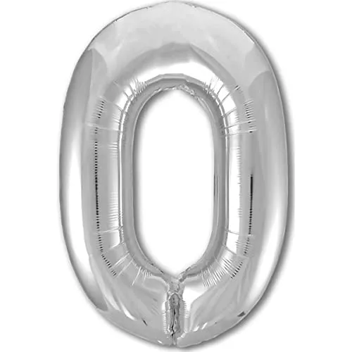 Luftballon Geburtstag Zahl 0 Silber XXL Riesen Folienballon 100cm Geburtstagsdeko Ballon Zahl Deko zum Geburtstag. Fliegt mit Helium.