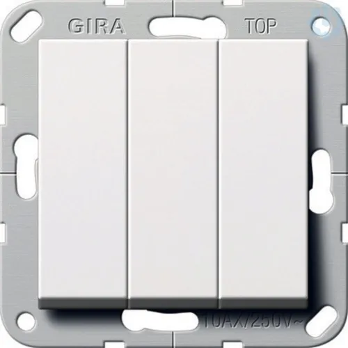 Gira 283203 Wippschalter 3fach System 55 - Smart Home Wippschalter mit 3 Betätigungswippen, für einfache Steuerung von Licht und Geräten, glänzend weiß und ideal für Unterputzmontage.