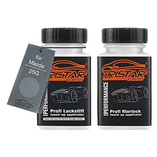 TRISTARcolor Autolack Lackstift Set für Mazda 25G Titanium Gray Metallic Basislack Klarlack je 50ml