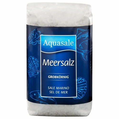Aquasale Grobes Meersalz, 1 kg - Seesalz, naturbelassen und ohne Zusatzstoffe, perfekt für die mediterrane Küche und ideal für die Mühle.