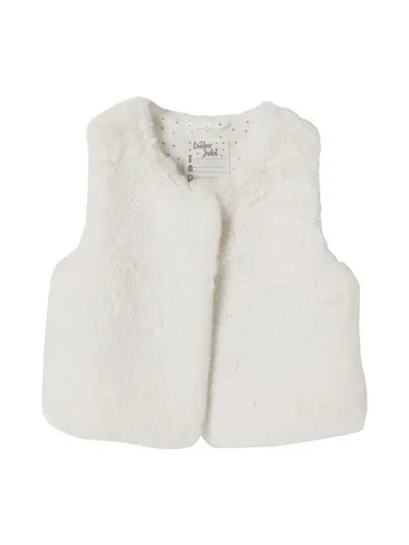 vertbaudet Blouson Mädchen Webpelzweste in weiß von vertbaudet