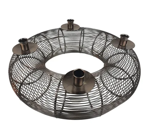 Adventskranz Metall Silber ⌀ 41cm - Elegante Weihnachtsdeko - Kerzenständer & Teelichthalter, moderner Adventskranz aus Metall in Silber, ideal für festliche Tischdekoration und stimmungsvolle Adventszeit.