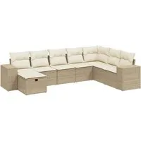 vidaXL 8-tlg. Garten-Sofagarnitur Beige aus Poly Rattan - Gartenmöbel-Set mit robustem, pflegeleichtem PE-Rattan für stilvolle Entspannung im Freien. Inklusive abnehmbarer Kissenbezüge für einfache Reinigung und max. Tragfähigkeit von 110 kg pro Sitz.