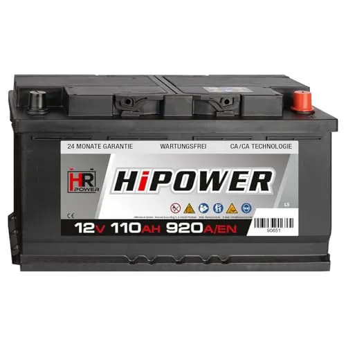 HR HiPower Blei-Säure 110Ah 12V 920A/EN Autobatterie mit bewährter Calcium-Calcium-Technologie (Ca/Ca)