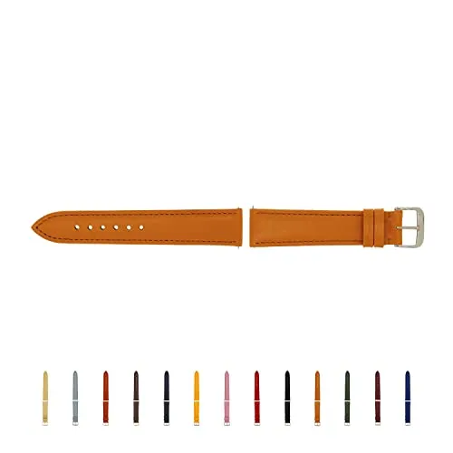 SELVA Uhrenarmband aus Leder, 16 mm, Honig mit silberner Schließe - Verleihen Sie Ihrer Uhr neuen Glanz mit dem SELVA Uhrenarmband aus hochwertigem Leder. Handgefertigt in Deutschland, sorgt es für höchsten Tragekomfort und stilvolle Akzente. Einfache Montage dank Quick Release.