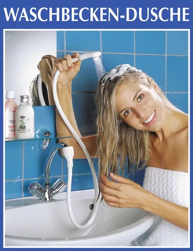 Maximex Luxus Waschbeckendusche - Duscharmatur für Wasserhähne, umschaltbar zwischen Wasserstrahl und Brausebetrieb, ideal für flexibles Duschen im Badezimmer.