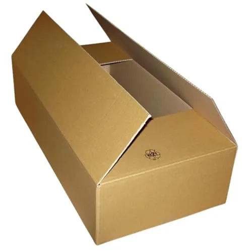 Packen24 Faltkarton einwellig 590 x 290 x 140 mm - Robuster Versandkarton aus 1.20 B-Welle, ideal für sicheren Versand. Kompakte Größe (L 590 x B 290 x H 140 mm) für vielseitige Anwendungen.