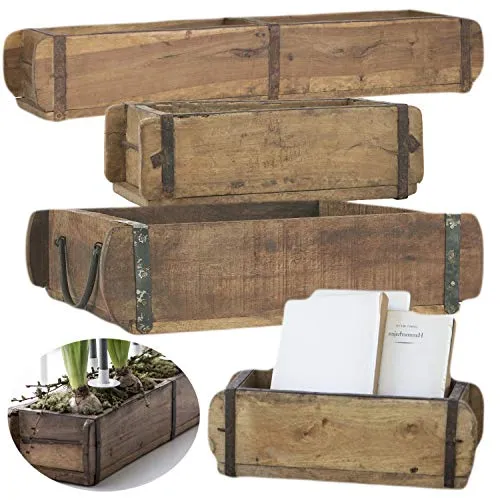 LS-LebenStil Kiste IB Laursen XL Holz Ziegelform 57cm – Rustikale Aufbewahrungsbox - Einzigartige Holz Aufbewahrungsbox im Ziegelform-Design, ca. 57x15x10cm, ideal für vielseitige Nutzung in Ihrem Zuhause. Jedes Stück ist ein Unikat – perfekt für Vintage- und Shabby Chic-Liebhaber.