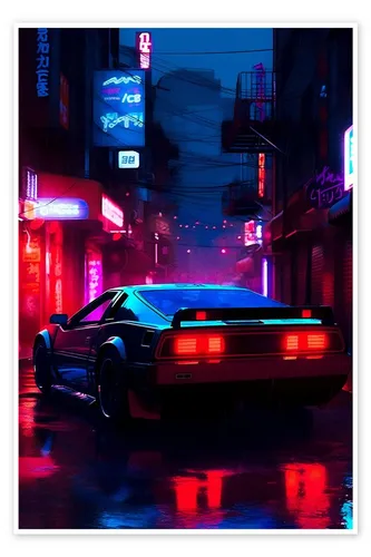 Posterlounge Wandbild Cyberpunk Car I, Taudalpoi, erhältlich als Poster, Leinwandbild, Wandsticker oder Acrylglasbild