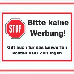Stop Bitte keine Werbung Aufkleber A9 (37x52mm) von HB-Druck