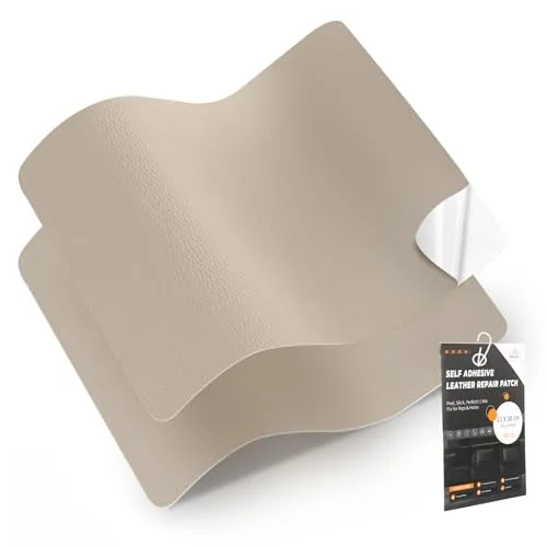 leder reparatur set, 30 x 21 cm-2er kunstleder selbstklebend,lederflicken selbstklebend für Möbel, Sofa, Autositze, Taschen, Leder Reparatur und Renovierung(Elfenbeingrau)