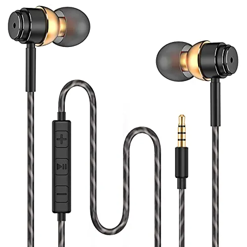 HOISTAC 3,5 mm Klinke Kopfhörer In-Ear Mit Mikrofon, Geräuschisolierung Ohrhörer, Klarer Anruf, Leistungsstarker Bass, Surround Sound,Rauschfreie HD-Anrufe,Kompatibel Mit Huawei, MP3, iOS, Android, PC