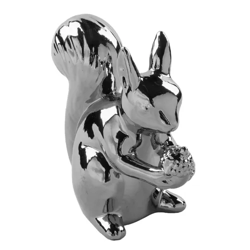 Fink Deko Eichhörnchen 9 cm Keramik silberne Dekofigur Tierfigur zum Aufstellen