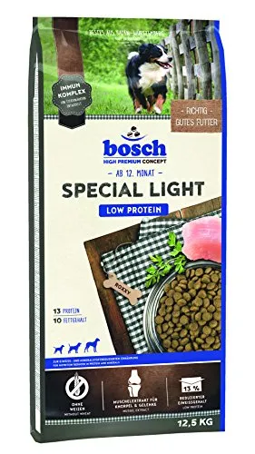 Bosch HPC Special Light Hundetrockenfutter 12.5 kg - Hundefutter mit weizenfreier Rezeptur, eiweiß- und mineralstoffreduziert für eine gesunde Stoffwechselentlastung und Vorbeugung gegen Harngrieß.