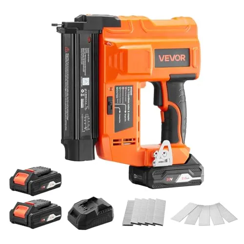 VEVOR 2 in 1 Akku-Nagler 18 Gauge 20 V Akku-Nagler und Tacker, 100 Nägel/min, mit 500 Nägeln & 500 Klammern & 2 Stk. 2,0 Ah Lithiumbatterie & Ladegerät, für Heimwerkerarbeiten Holzbearbeitung