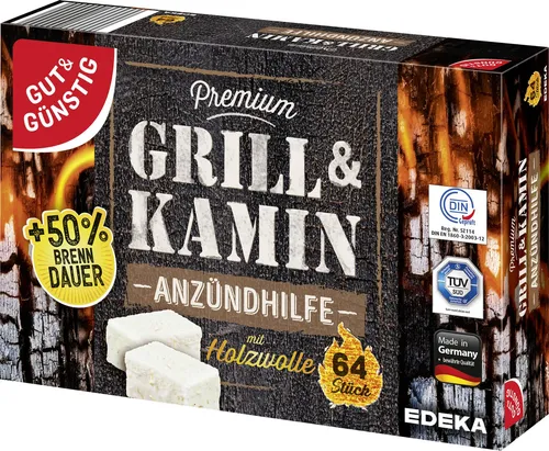 GUT&GÜNSTIG Kamin- & Grillanzünder Premium 64 Stück 4165553007