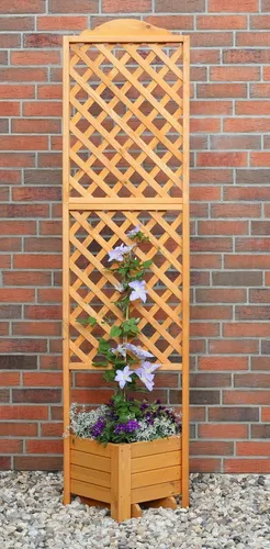promadino Spalier mit Pflanzkasten: Eckspalier für Garten - Pflanzenkästen & Spaliere – Bepflanzbar und winterfest, aus witterungsbeständigem Kiefernholz, ideal für kreative Gartenlösungen.