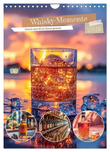 Whisky-Momente Wandkalender 2026 DIN A4 hoch - Hochwertiger Fotokalender mit 12 atemberaubenden Whisky-Motiven, perfekt für Whisky-Liebhaber. Ideal als Geschenk für jeden Anlass und unterstützt klimabewusste Produktion in Deutschland.