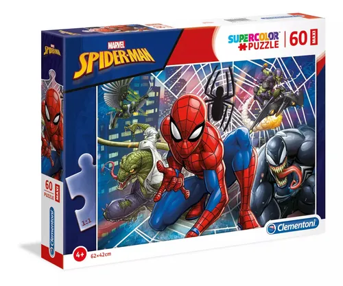 Clementoni 26444 Maxi Spiderman Puzzle - 60 Teile, farbenfrohes Kinderpuzzle mit extra großen Legeteilen für unvergesslichen Puzzlespaß ab 4 Jahren