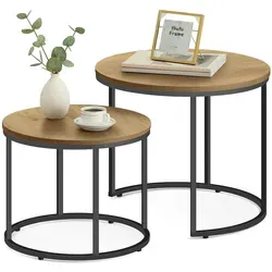 FORTENA Couchtisch Set 2er Rund, Eiche Optik und Schwarz von Fortena