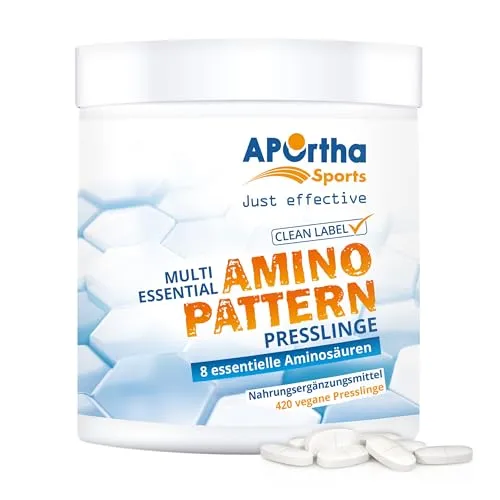 APOrtha® Sports Multi Essential Amino Pattern – 420 Presslinge mit 8 essentiellen Aminosäuren nach Prof. Dr. Lucà-Moretti, ausgewogenes Aminosäuren-Profil, EAA Tabletten