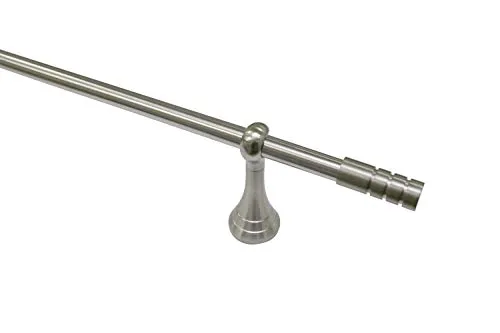 GARDINIA Gardinenstange Set Metall Ø 19 mm, 1-läufig - Elegante Gardinenstange in edelstahl-optik, erhältlich in 160 cm, 200 cm und 240 cm. Inklusive Endknöpfe und Träger, einfach zu montieren. Perfekt für stilvolle Fensterdekoration.