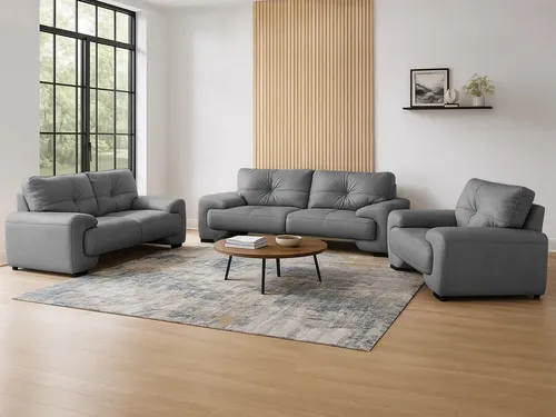 Beautysofa Omega Set 3+2+1 - Modernes Sofa für Ihr Wohnzimmer - Elegantes Sofagarnitur Set in Kunstleder, bestehend aus 3-Sitzer, 2-Sitzer und Sessel. Ideal für stilvolle Wohnräume, bietet hohen Sitzkomfort und ansprechendes Design. Maße: Breite 225/185/128 cm.