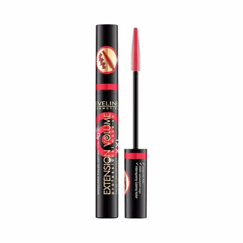 Eveline Cosmetics Extension Volume Mascara False Definition 4D - Intensives Schwarz, Volumenverstärkende Formel mit BOLD & FLEXY Bürste