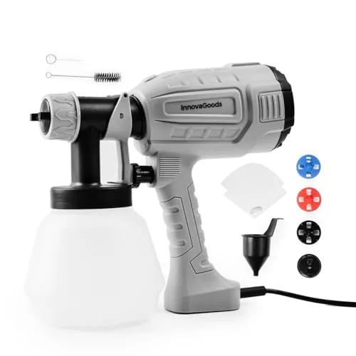 InnovaGoods Elektrische Farbspritzpistole Spraint 1 L 500 W - Farbspritzpistole mit hoher Leistung für präzises Sprühen. Ideal für Heimwerkerprojekte, bietet 3 Sprühmodi und umfangreiches Zubehör für müheloses Arbeiten und hervorragende Ergebnisse.