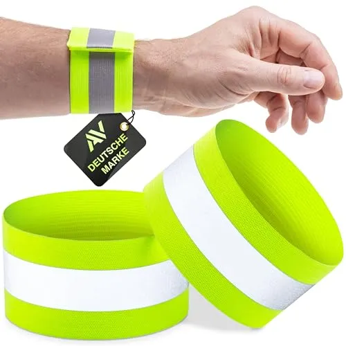 AVANA Reflektorband mit Klettverschluss Reflektierendes Armband Reflektor Elastisch Hosenschutz Reflektorstreifen Joggen Fahrrad Kinder Reflexband (2er Set)