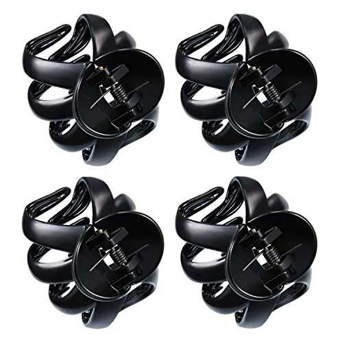 Haarklammern Damen,4 Pcs Kunststoff Mittelgroße Klaue Clips Haarkralle Haargreifer Haarspangen Haarnadel Haar Zubehör für Damen Frauen Mädchen Schwarz